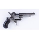9mm Clement double action 5 shot pinfire revolver, 3,5/8 ins octagonal barrel, captive ramrod,