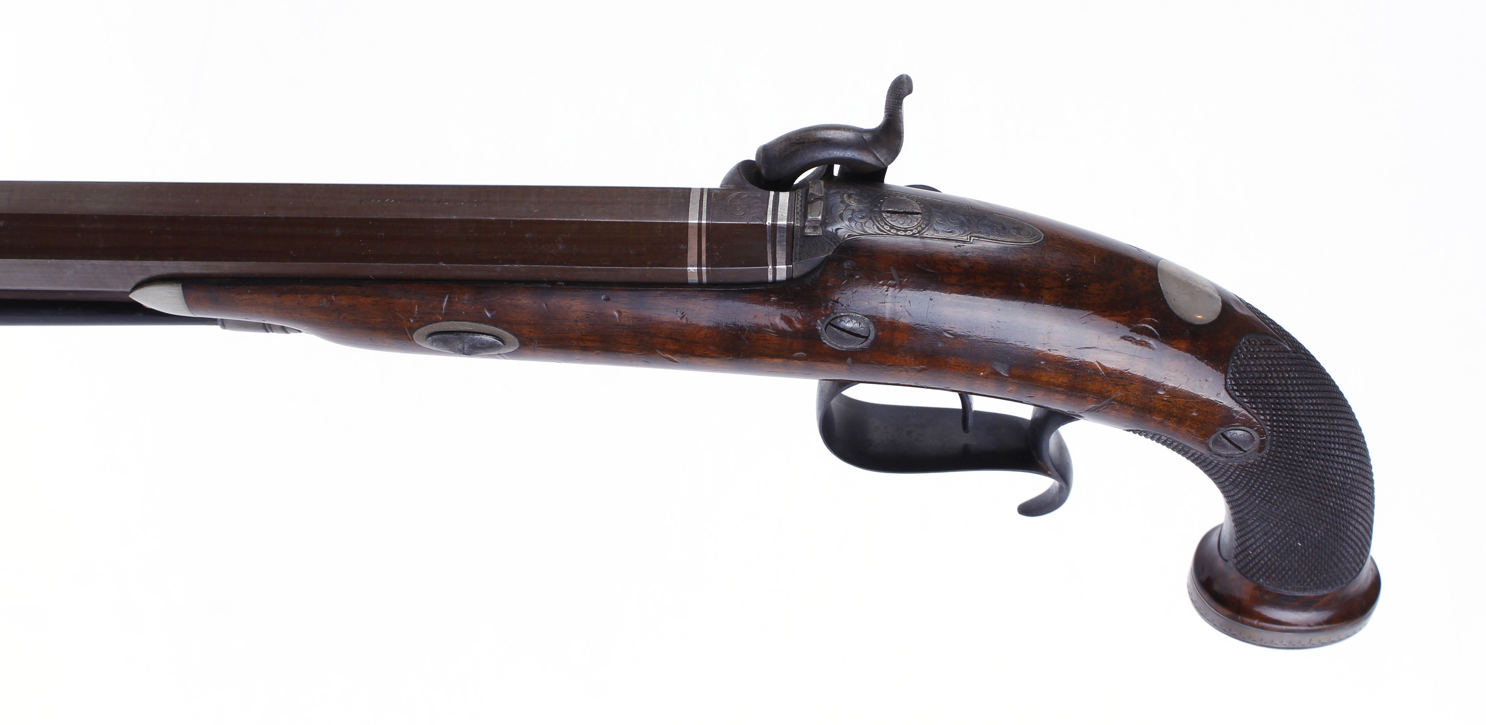 Cased pair 40 bore Percussion target pistols by Williams & Powell, each with a 10 ins damascus - Image 20 of 27