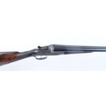 12 bore sidelock ejector by W T Hancock & Co. 29¾ ins sleeved barrels, cyl & ¼, treble grip