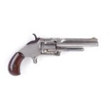 .32 Smith & Wesson Model 1½ 5 shot revolver, 3½ ins barrel, tip up opening, spur trigger, nickel
