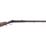 .600 Continental percussion rifle, 29 ins fullstocked octagonal barrel, indistinctly inscribed SAUER
