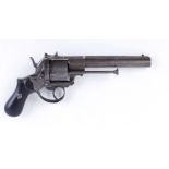 9mm Belgian pinfire double action closed frame six shot reveolver, 5½ ins barrel, captive ramrod,