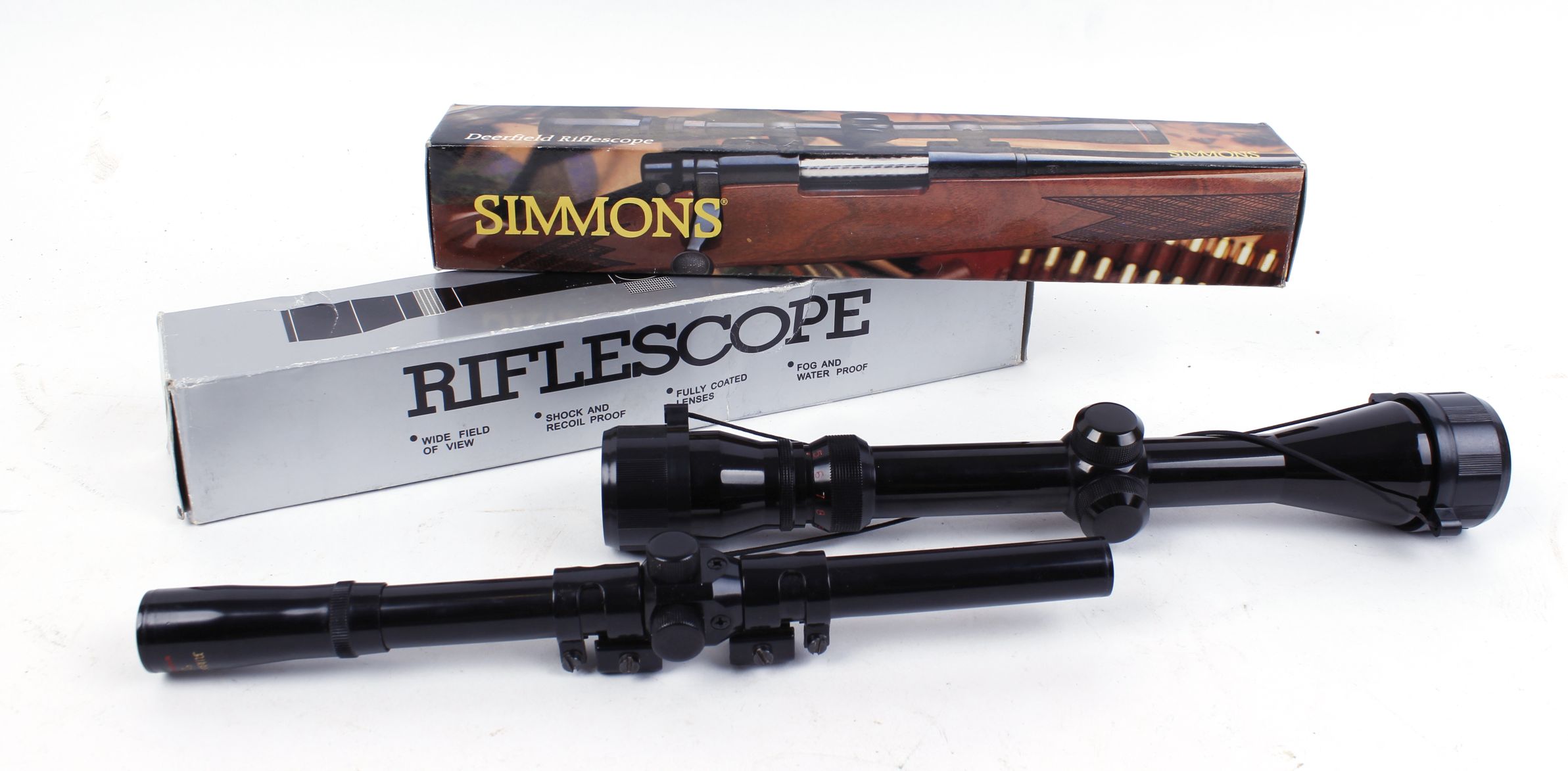 3-9 x 40 Simmons scope; 4 x 15 Nikko Cadet scope (2)