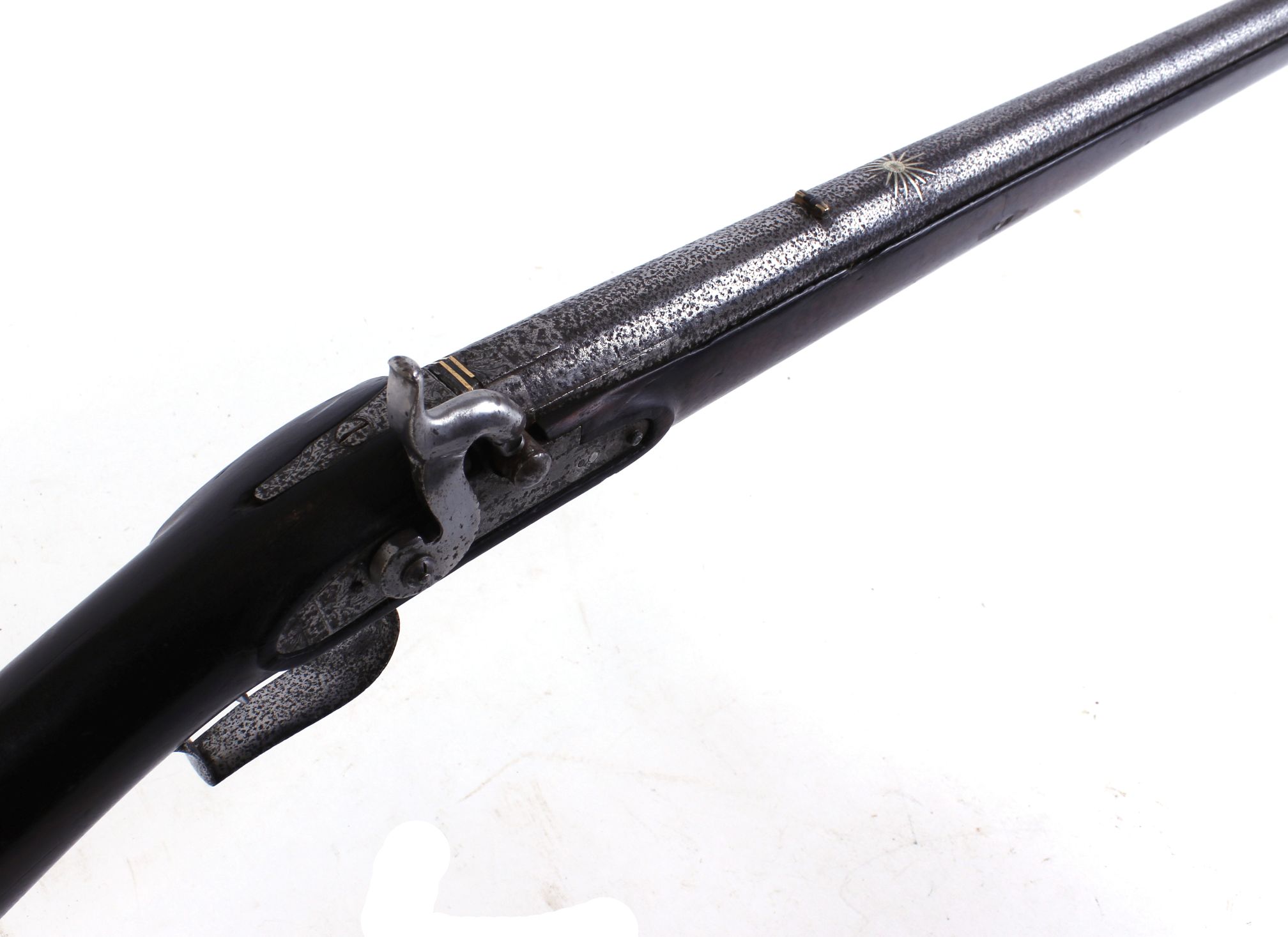 11 bore Percussion (drum and nipple conversion from flintlock) ball gun, 42 ins fullstocked damascus - Image 4 of 4