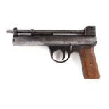 .177 Webley & Scott Mark 1 air pistol c.1925, stamped with worldwide patents, wood grips, no. 29170