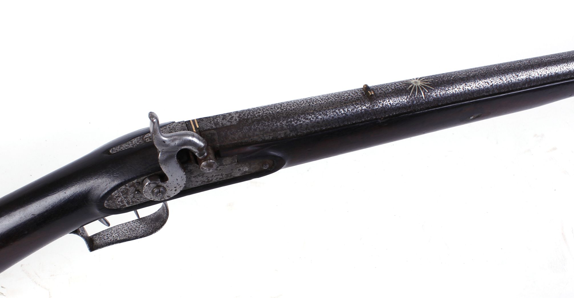 11 bore Percussion (drum and nipple conversion from flintlock) ball gun, 42 ins fullstocked damascus - Image 2 of 4