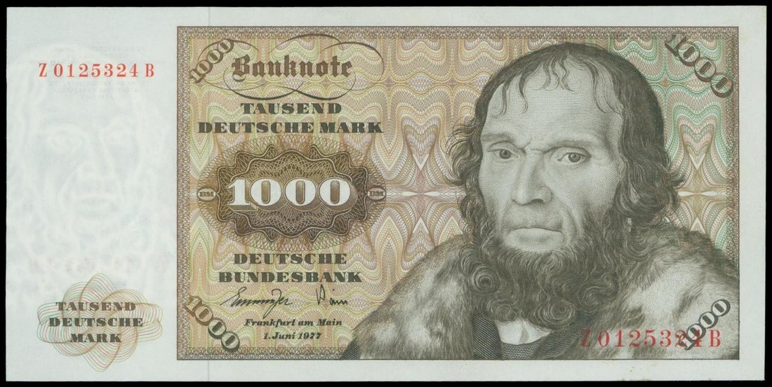 Deutsche Bundesbank, a replacement 1000 Deutsche Mark, 1977, red serial Z0125324B, (Pick 36a*),