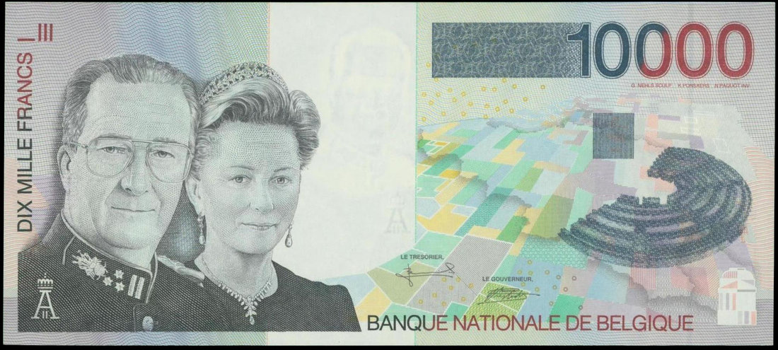 Bangque Nationale De Belgique, 10000 francs, ND(1997), black serial 93100210867, (Pick 152),