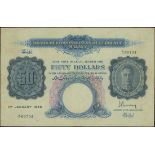 Malaya, Baord of Commissioners of Currency, $50, 1.1.1942, serial number A/11 60754, (Pick 14),