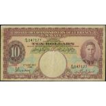 Malaya, Board of Commissioners of Currency, $10, 1.1.1940, serial number A/19 047177, (Pick 1),