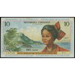 French Antilles, 20 francs, no date (1964), serial number Y.7 59056, multicolour, local woman at ri