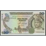 Malaysia, Bank Negara, 20 Ringgit, ND(1982-84), low serial TA0000008, (Pick 22),