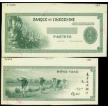 French Indo China, 100 piastres, uniface obverse and reverse proof on card, 1945, (Pick 78pr),
