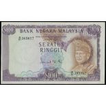 Malaysia Bank Negara, 100 Ringgit, ERROR NOTE, ND(1972-76), black serial A/21 365657, (Pick 11),