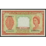 Malaya and British Borneo, $10, 21.03.1953, serial number A/67 306351, (Pick 3a),