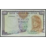 Malaysia, Bank Negara, 100 Ringgit, ERROR NOTE, ND(1976), black serial A/10 939065, (Pick 17a),