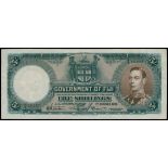 Fiji, 5 shillings, 1940, serial number B/3 24257, grey green and brown, George VI at right, PMG 30