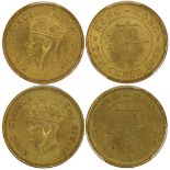 Hong Kong, 2x brass 10 cents, 1948 and 1949,