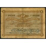 Banco Nacional Ultramarino, $1, 1912, serial number272419, brown on light blue underprint,