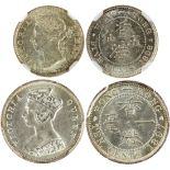 Hong Kong, silver 5 cents, 1898 and 10 cents, 1897,