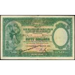 Hong kong & Shanghai Banking Corporation, $50, 1.1.1934, serial number B514114, the Duress note, da
