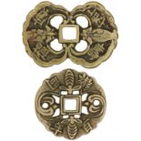 Korea, a pair of bronze amulet, two bats design indicated double fortune, Chinese characters,