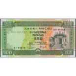 Macau, Banco Nacional Ultramarino, 500 patacas, 3.9.1990, serial number BF08100, (Pick 69a),