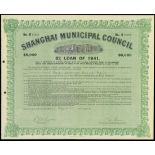 Shanghai Municipal Council, 6% Loan of 1941, $5000, folio number D01749,