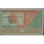 Bank Indonesia, 500 rupiah, 1952, black serial XXA010526, (Pick 47),