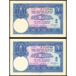 Johore, coupons of 1 picul of dry rubber, a consecutive pair, 1941, serial number Y172795-6, blue o