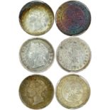 Hong Kong, group of 3x silver 5 cents,