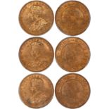 Hong Kong, a trio of bronze 1 cent, 1934, George V on obverse,