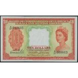 Malaya and British Borneo, $10, 21.03.1953, serial number A/37 080603, (Pick 3a),