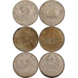China, a group of three silver dollars, (Y345/LM110, Y329/LM63, Y329.6/LM77),