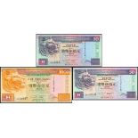 The HongKong and Shanghai Banking Corporation, a pair of $50 and a $1000 note, 1993-1995, all with