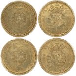 Macau, a pair copper nickel 50 avos, 1952,