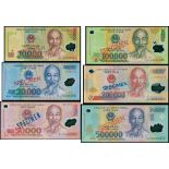 Vietnam, a set of 6 specimens, polymer issue of 2006-2011, (Pick 119s to 124s),