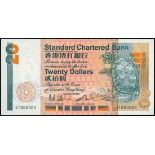 The Standard Chartered Bank, $20, 1.1.1985, serial number J1000000, (Pick 279a),