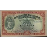The Chartered Bank of India, Australia and China, $10, 1.9.1956, serial number T/G 3933870, (Pick 5