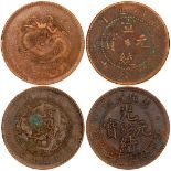 Kirin Province, copper 20 cash, Guangxu era, verdigris at the centre of the obverse,