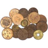 China, Qing Dynasty, a group of 17 bronze/copper coins,