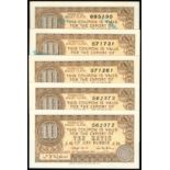 Federated Malay States, coupons of 10 katis of dry rubber, 5 pieces, 1941, serial number 561731, 56