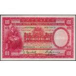 Hong Kong & Shanghai Banking Corporation, $100, 2nd January 1934, serial number B470001, woman seat