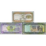 Banco Nacional Ultramarino, a lot of 10, 20 and 50 patacas, 1991, 1996 and 1992 respectively, all w