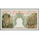 French Indo China (Cambodia issue), 200 piastres, no date (1953), serial number N.157 128, (Pick 98