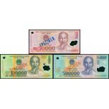 Vietnam, group of 3x specimens, polymer issue, serial numbers AA00000000,