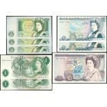 Bank of England, a group of 5 x ?1, 2 x ?5 and 1 x ?20, serial number ER04 020020, ER04 020002, E24