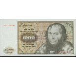 Deutsche Bundesbank, 1000 Deutsche Mark, 1980, red serial W3710424L, (Pick 36b),