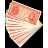 Government of Hong Kong, a bundle of 70x 10 cents, no date (1945), without serial numbers, (Pick 32