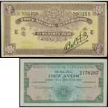 Banco Nacional Ultramarino, 10 avos, 1952, remainder and 50 avos, ND(1944), serial number 2178285 a